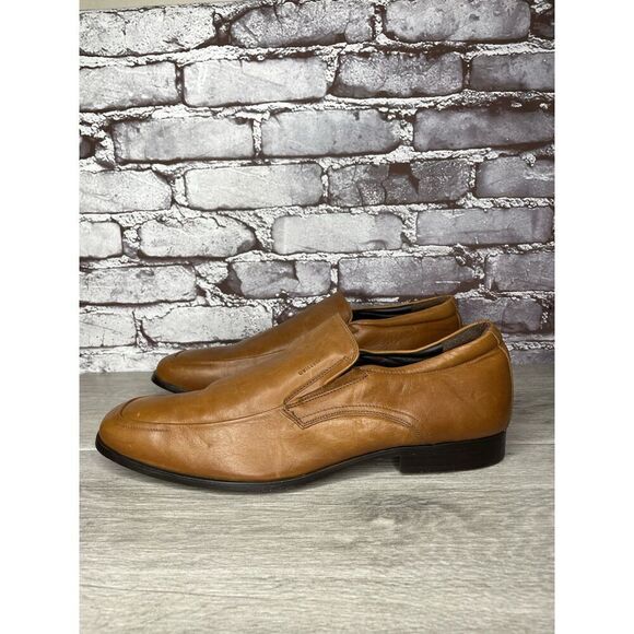 Quirelli Brown Leather Slip On Square Toe Dress Loafers Shoes Men Sz 29/11.5M US - Picture 1 of 16